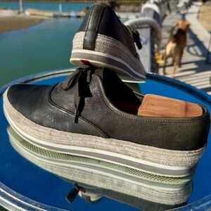 Prada Black Loafers with Platform Sole and Suede Material